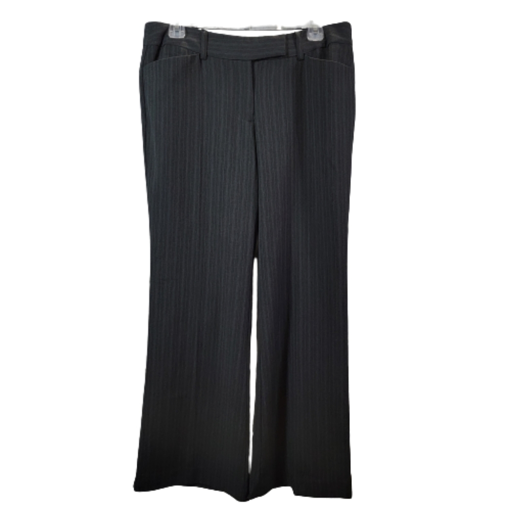 George London Fit Dresspants/Slacks, Wide leg, Pinstripe, Dark Grey/Gray, 8P